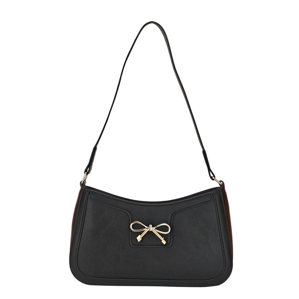 Vintage Bow Accent Clutch Underarm Purses Bags Pu Leather Shoulder :|
